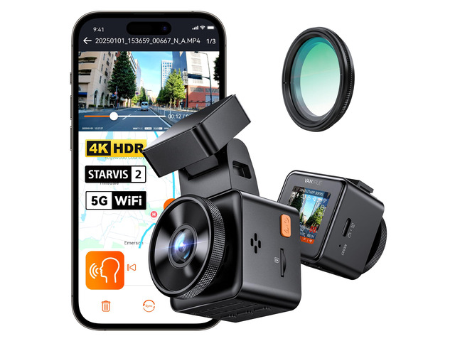 E1 Pro 4K Mini Dash Cam Front, STARVIS 2 PlatePix HDR Night Vision Car Camera, Built-in 5G WiFi GPS, 1.54'' IPS Screen, Voice Control, 24/7...