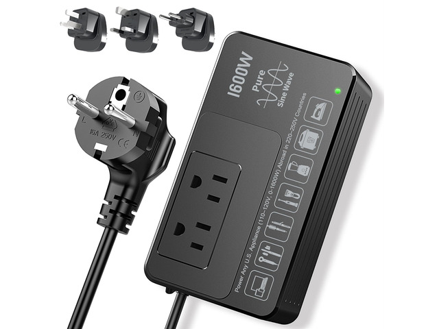 1600W 220V to 110V Converter, Power Any 110120V U. S. Appliance in 220250V Pure Sine Wave Voltage Converter US to Europe International Travel, No...