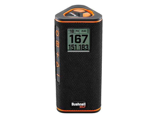 Golf Wingman View Golf Speaker with GPS Audible & Visual Distances, Hazard Detection, Remote Control, Magnetic Cart Mount