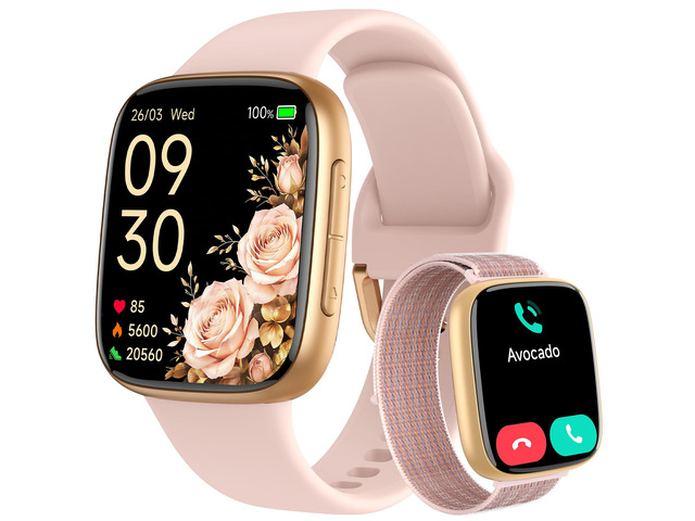 Smart Watch for Women, Answer/Make Call, 1.85' AMOLED Always-On Screen Compatible iPhone/Android, Fitness Tracker with Heart Rate/Sleep/SpO2...