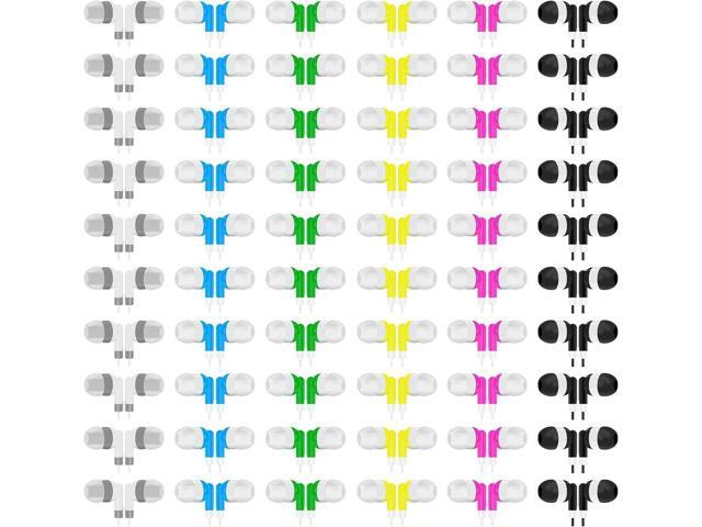 Earbuds Bulk Kids Classroom Headphones, Multi Color, 60 Pack For School Travel or Home Use