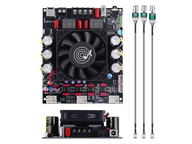 ZK-3002T Bluetooth Amplifier Board, 2 x 300W Dual-channel TPA3255 board with Bluetooth and AUX inputs plus bass and treble controls for...