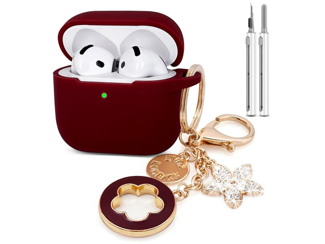 Airpods 4 Cases Silicone Protective Case for Airpod 4 with Bling Keychain for Apple AirPods 4th Generation Wireless Earbuds with Cleaner Kit...