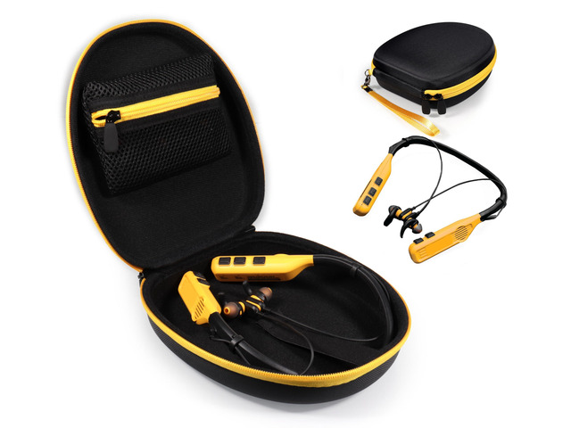 Case Compatible with DEWALT Neckband Headphones and 2-in-1 Neckband Headphones w/Built-in Speakers (Black with Yellow Zip)