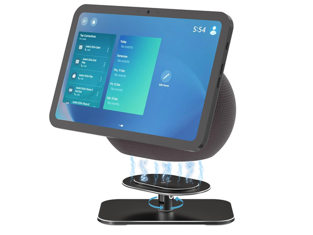 Adjustable Stand for Echo Show 8/11 (2025 Release) Display, Solid Aluminum Holder with Tilt and Swivel, No-Mount Compact Desktop Design, Anti-Slip...