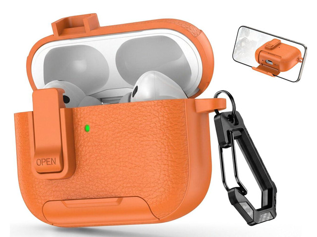 for Leather AirPods Pro 3 Case 2025 Retro Air Pods Pro 3 Case with Magnetic Lock with Phone Holder & Keychain Airpods 3 Pro Cases Cover for...