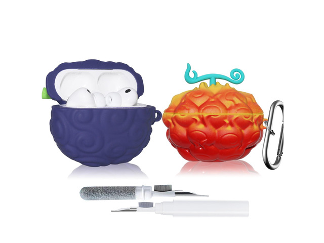 [2Pack] Cute Devi Fruit for AirPods Pro 3rd Generation Case 2025 - Cartoon Cool Silicone Protective Cover Accessories Set Kit for AirPods Pro 3st...