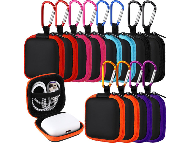 30 Pack Square Earbud Case Multicolor Pouch Portable Earbud Storage Holder Small Headphone Carrying Case with Clip for Earpieces Memory Card Camera...