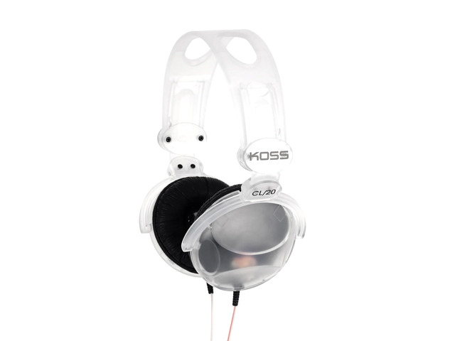 CL/20 Clear Retro 90s Style On-Ear Headphones, Wired Plug Transparent Design, 3.5mm Jack, Adjustable Headband, Leatherette Cushions