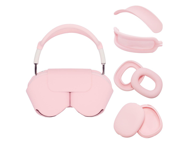 for AirPods Max Smart Case with 4-in-1 Cover Set, Soft Leather Case with Sleep Mode for AirPods Max Headphones(2024/2020), Silicone Ear Pad/Ear...