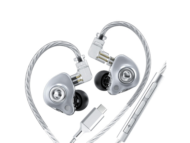 in Ear Monitor Headphones with Mic,USB C,Silver,10mm Driver 10mm Dynamic Driver,Detachable 4N OFC Cable,HiFi IEM Earphones for Gaming and Gift...