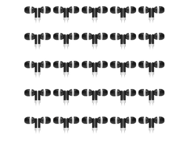 Wholesale Bulk Earbuds Headphones 50 Pack for iPhone, Android, MP3 Player - Black