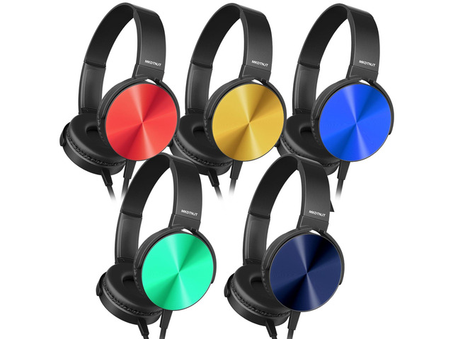 Kids Headphones Bulk 5 Pack Mixed Colors,On-Ear Premium Student Bulk Headphones,Comfy Swivel Earphones for Classroom School Library Airplane,Noise...