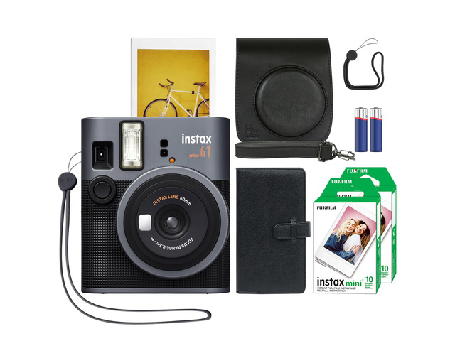 Instax Mini 41 Instant Film Camera Black + 20 Instax Instant Film Prints Bundle