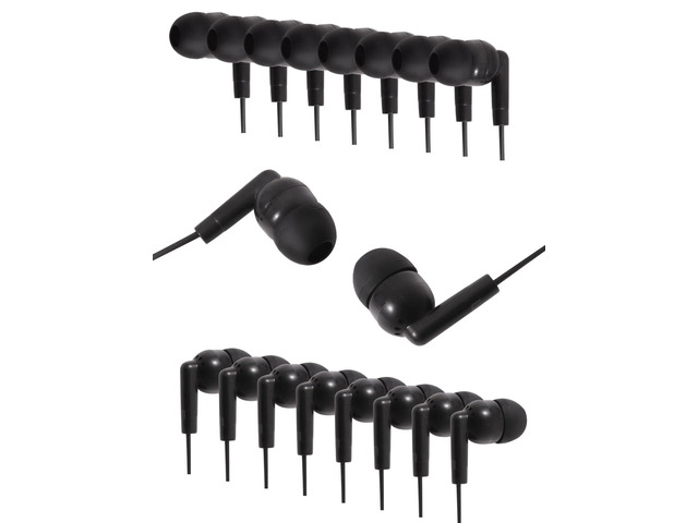 50 Pack Bulk Earbuds Headphones Classroom Set Wired in Ear Student Ear Buds for School Individually Packed (Black)