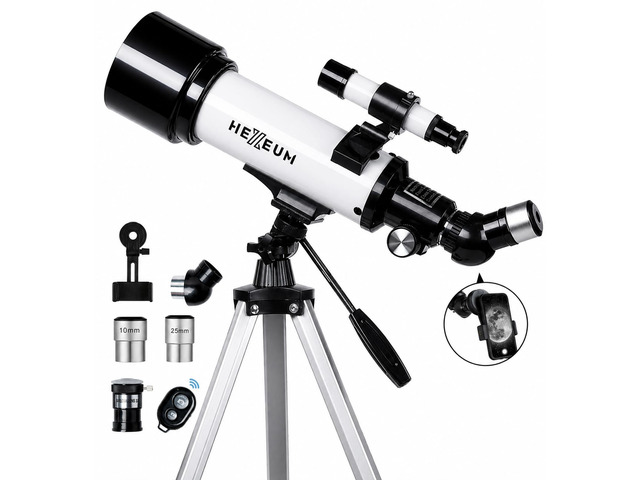 Telescope for Kids, 70mm/500mm AZ Refractor for Beginners, White Portable telescope for kids and beginners to view the Moon and landscapes, with AZ...