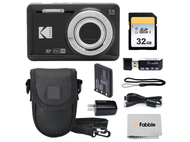 PIXPRO FZ55 16MP Digital Point & Shoot Camera, 5X Optical Zoom, 28mm Wide Angle, 1080P Full HD Video, Bundle with 32GB SD Card, Protective Case,...