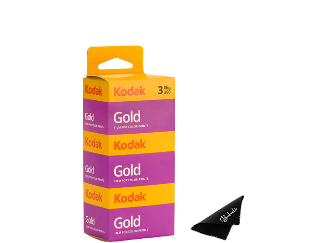 Kodak Gold 200 35mm Film Bundle, 3 Rolls, 36 Exposures Each, for 35mm Film Camera Includes Premium Microfiber Cloth - Kodak Gold 3 Pack