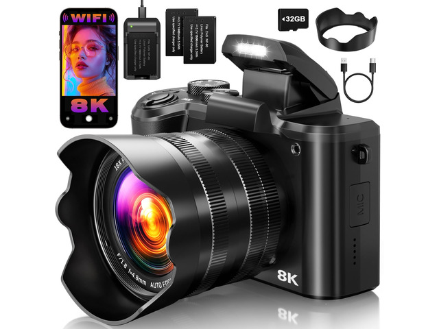 8K Digital Cameras for Photography, 2026 Autofocus 88MP WiFi Professional Photography Camera with Dual-Lens for YouTube, 16X Digital Zoom, TF Card,...