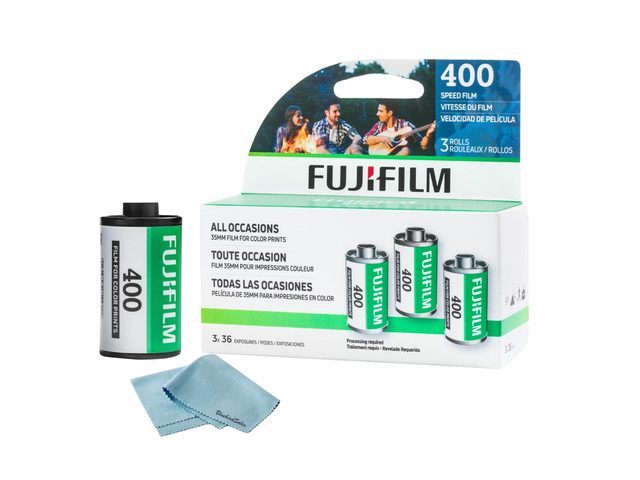 400 Color Negative Film (35mm Roll Film, 36 Exposures, 3-Rolls) + BluebirdSales Microfiber Cleaning Cloth