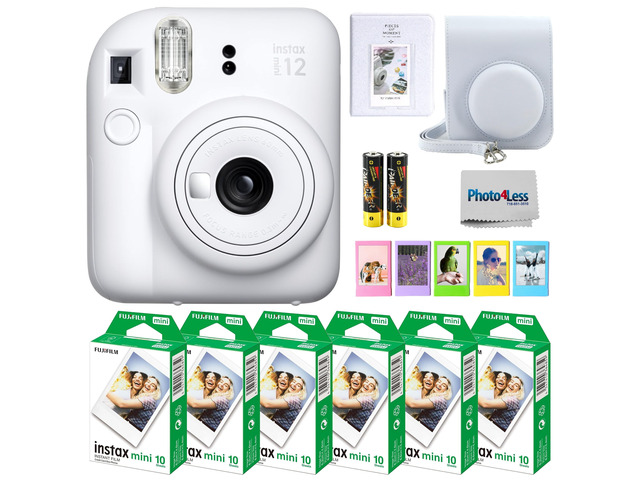 Instax Mini 12 Instant Camera Bundle with Instax Mini Instant Film Value Pack (60 Sheets) with Accessories Including Protective Case, Strap, Photo...