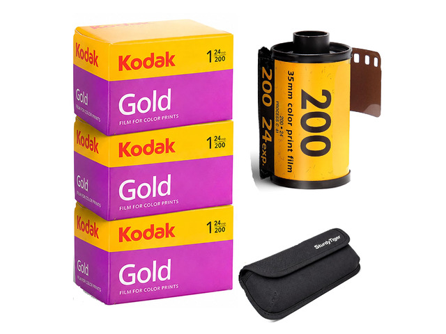 Kodak Gold 200 35mm Film Roll 24 Exp 3 Rolls with Sturdy Tiger Storage Case
