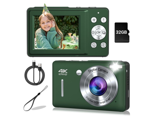 Digital Camera, 44MP Compact Camera, FHD 1080P Point and Shoot Digital Cameras with 16X Zoom, Face Detect, Smile Capture, Anti Shake, for Boys...