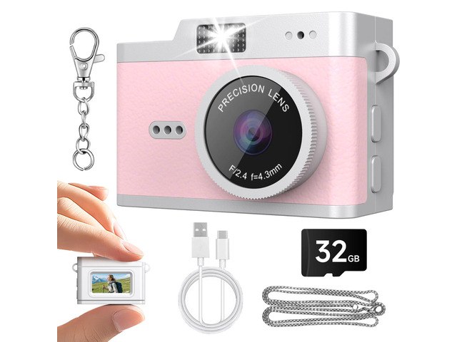 Pocket Mini Camera, 1080P HD Y2K Retro Keychain Digital Camera 32GB SD Card, 0.96' Screen, Portable Video Recorder for Travel Vlogs & Daily...