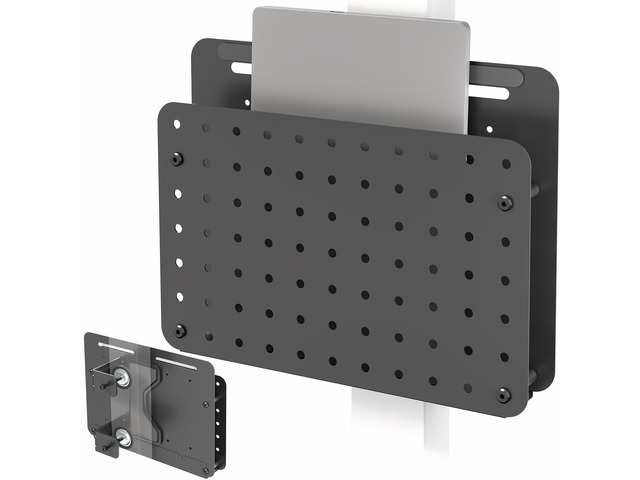 Steel Clamp-on Desk Leg Laptop Mount Holder, 14 x 11 inch Magnetic Peg Board, Desk Accessory Organizer, Black, Mount-LHS1
