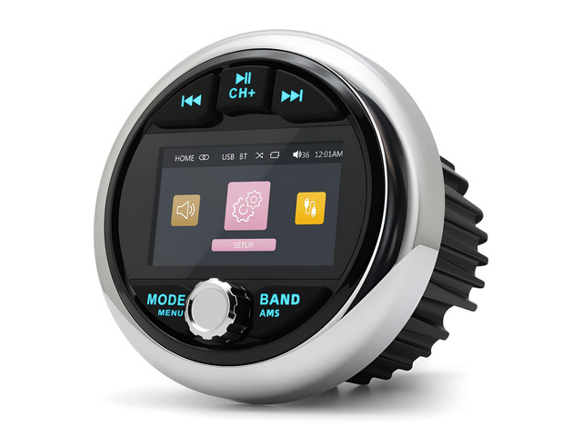 Marine Boat Stereo Gauge Receiver - Audio Systems, 3 Inch Video Playback, Wireless Connection, AM/FM, USB Port, AUX, No CD DVD Player, MP5 Player...