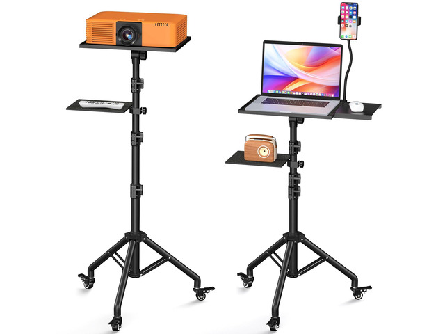 Projector Stand Tripod on Wheels, Adjustable Height 31-56 Inches, Laptop Tripod Stand Rolling, Heavy Duty Projector Tripod Metal Construction,...