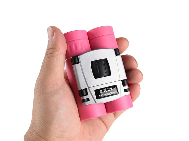 8x21 Compact Binoculars for Adults Teens, Mini Small Full Optical Binoculars for Bird Watching Opera Hiking Hunting Travel Concert (Pink)