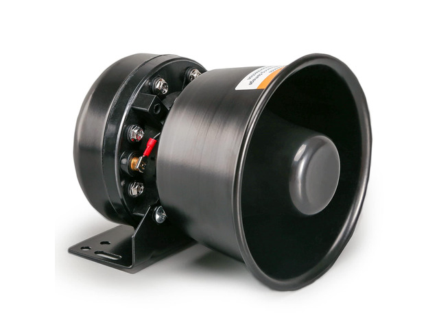 200 Watt High-Performance PA Siren Horn Speaker [Black Steel] [8 Ohms] [125-135 dB] [IP66 Waterproof] [Compatible with 100-200 Watt Siren] for Car,...