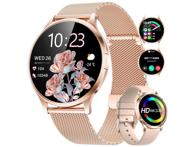 Thin Smart Watch for Women, 1.32' AMOLED Ladies Smart Watches, 100+ Sports Mode Fitness Tracker, IP68 Waterproof Watches with Bluetooth Call/Sleep,...
