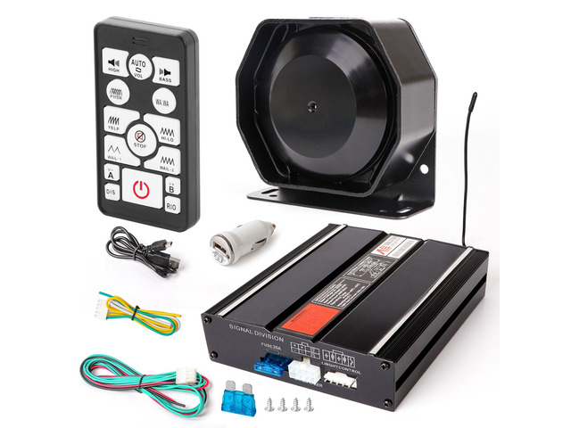 Police Car Emergency Siren Pa System for Truck Firefighter Vehicles 20 Tones 200W 118-130DB Wireless Remote with Handheld Microphone Speaker...