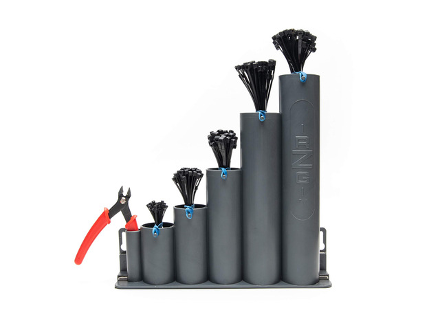 Ready-Zip-Go (tm) Magnetic Base Cable Tie Organizer with 250 Zip Ties and Cutter