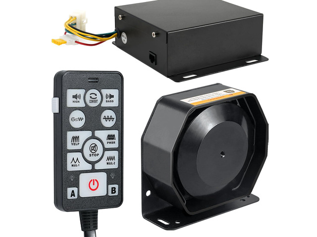 12V 200W Emergency Slim Horn Speaker Siren PA System for Truck Vehicles Tow UTV ATV Van Car RV [120-135dB][2 x 10A Switches][Handheld...