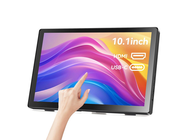 10.1inch Touchscreen Portable Monitor, HDR 1366x768P 60hz 400cd/m² 99% sRGB HDMI USB-C Small Monitor for Switch Xbox PS4/5 Laptop Raspberry pi