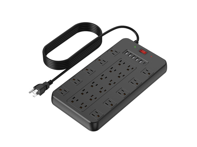 20A Surge Protector Heavy Duty Power Strip, 22 Outlets 6 FT Cord 20 Amp Heavy Duty Surge Protector 12 Gauge Cord 2100J 22 Outlets With USB C for...