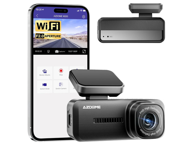 M200 Mini Dash Cam WiFi Dashcam - Single Channel Dash Cam for Broad Road Coverage - Built-in WiFi - Full HD Resolution - Parking Monitor - App...