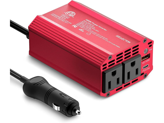300W Power Inverter DC 12V to 110V AC Car Outlet Adapter with USB-C[PD65W] & USB-A[QC18W] Fast Charging Ports and Dual AC Outlets Car Power...