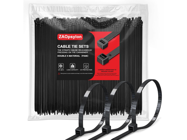12 Inch Black Zip Ties 1300 Pack, 75 LBS Tensile Strength UV Resistant Self-Locking Plastic Cable Ties for Indoor Outdoor Use