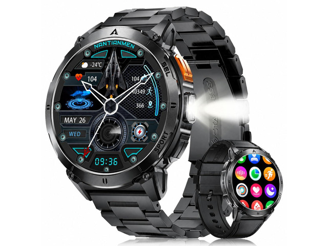 Military Smart Watches for Men, Smartwatch with 730mAh/1.62' AMOLED Screen/Flashlight/Heart Rate/Sleep/Calling/110+ Sports Mode, Rugged Men's...