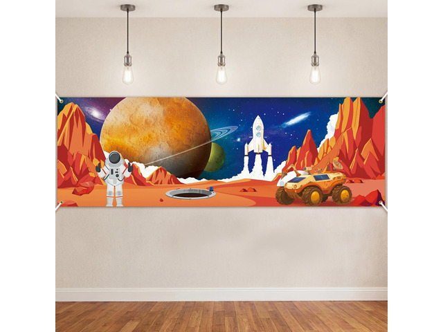 Outer Space Party Decorations 18 x 6 ft Galaxy 2026 Vbs Decorations Astronaut Rocket Backdrop Outer Space Theme Decor for Summer Church Sunday...