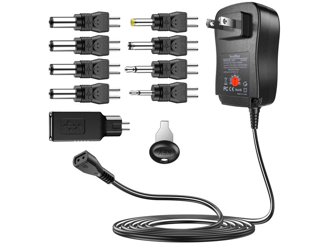 Reverse Polarity 30W Universal AC DC Adapter 3V-12V 2A with 9 Tips Adjustable Voltage Switching Power Supply for 3V 4.5V 5V 6V 7.5V 9V 12V...