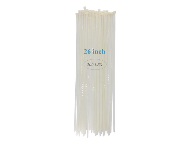 26 Inch Heavy Duty Zip Tie 50 Pack, 200 lb Strong Outdoor Use 26' long cable zip ties clear outdoor 200 lbs strong UV-resistant. Great for...