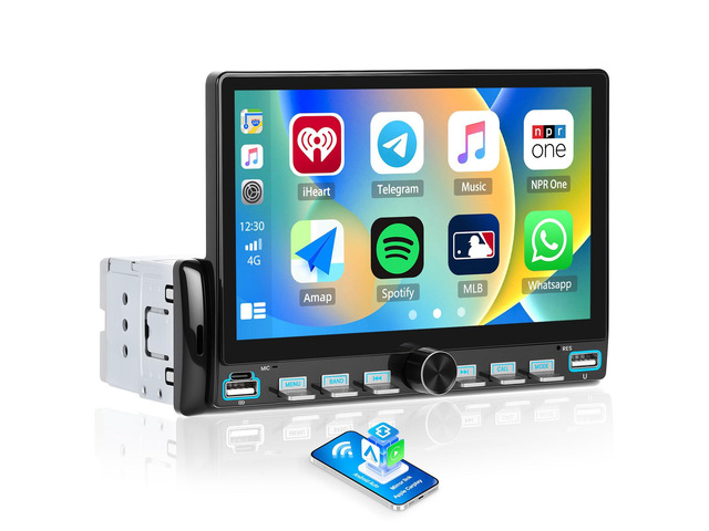 7 Inch Single Din Car Stereo - Wireless CarPlay & Android Auto, Mirror Link, Steering Wheel Control, Bluetooth, FM Radio, 7 Color Lights, EQ...