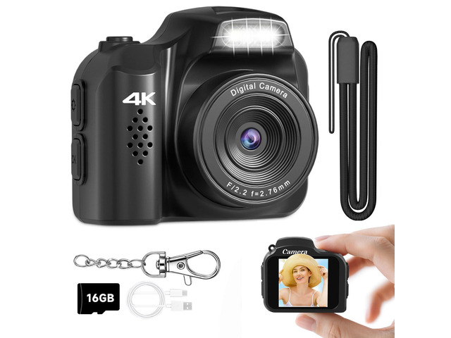 4K Keychain Camera, 64MP Vintage Pocket Retro Digital Camera LED Light, Retro Mini Sized Camera for Kids, Teens, Adults, and Photography...