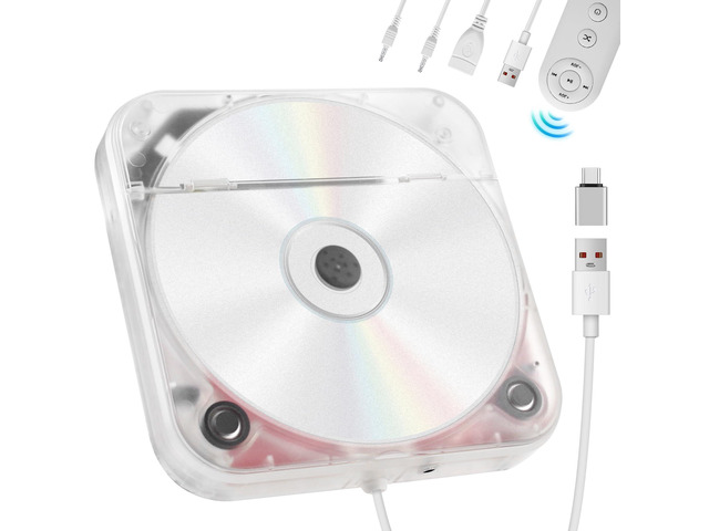 Portable External CD Player for Car USB Port AUX Port, Car CD Player with USB C Adapter Extension Cable, for Car Without CDs Player, Automobile,...