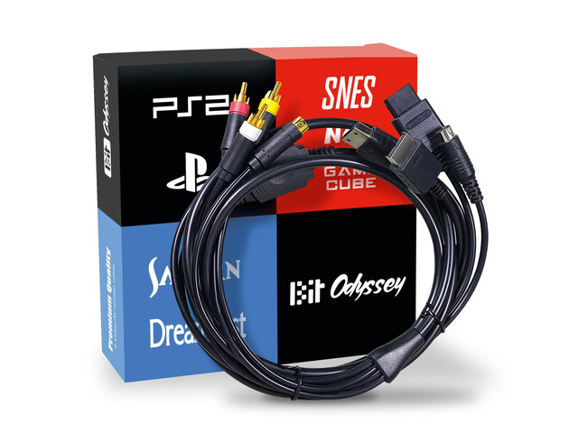 Premium S-Video AV Combo Cable, 6 ft, for SNES/N64/GameCube. PS1-2, Saturn/Dreamcast, Enhanced Video for Retro Gaming